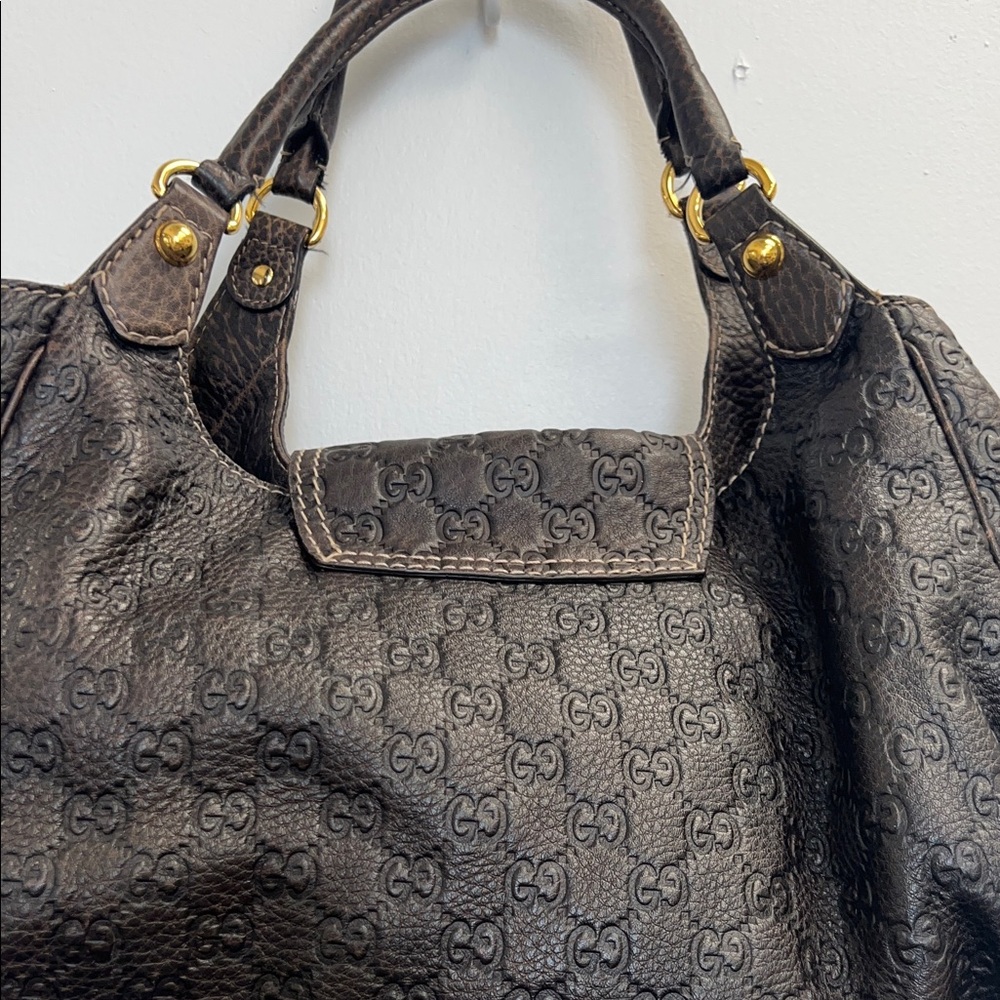 Pre-Loved GUCCI Guccissima Pelham Horsebit Large Shoulder Bag, Brown Leather - Picture 6 of 16